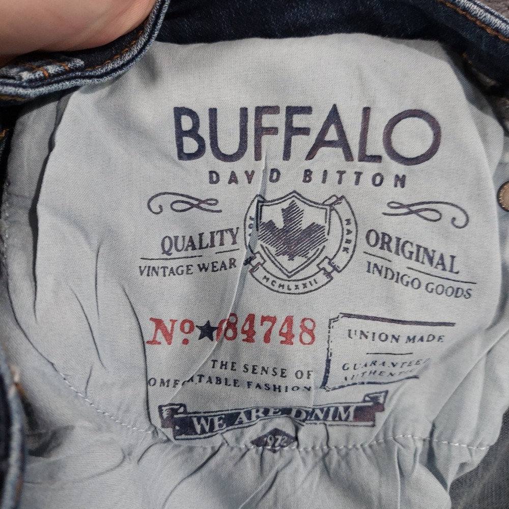 Buffalo David Bitton Jeans Mens 38x30 (Fits 40x30) Blue Whiskered Slim Ash - Picture 3 of 12
